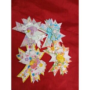 Lot Of 4 Easter Bunny Easter Egg Girls Hair Bows